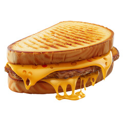 Sandwich with melted cheese isolated on transparent background
