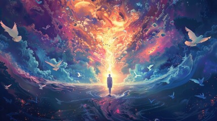 Obraz premium Journey to Enlightenment: Spiritual Awakening and Transcendence