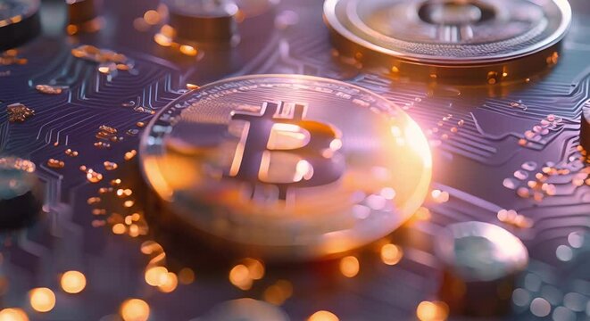 Cryptocurrency fintech programming on blockchain network background with blockchain technology . Concept Cryptocurrency, Fintech, Programming, Blockchain Network, Blockchain Technology