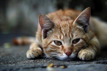 Small Kitten With Blue Eyes Laying on Ground
