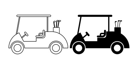 side view Golf cart icon set isolated on white background