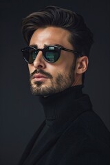 Obraz premium Man in Black Coat and Sunglasses