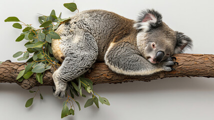 A koala is sleeping on a tree branch - Powered by Adobe