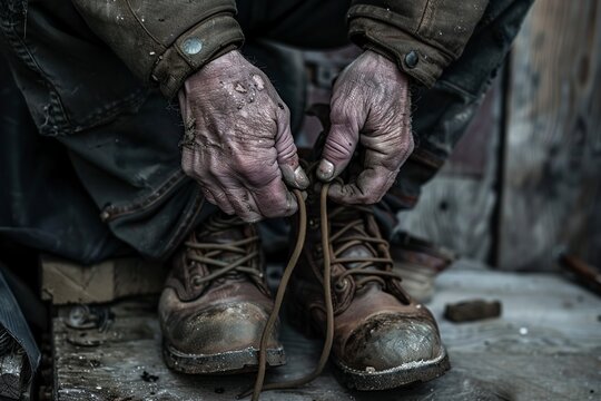 Person Wearing Muddy Boots Standing in Mud