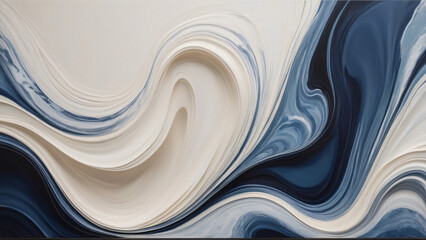 Ethereal Elegance: Abstract Swirls in Blue and Cream