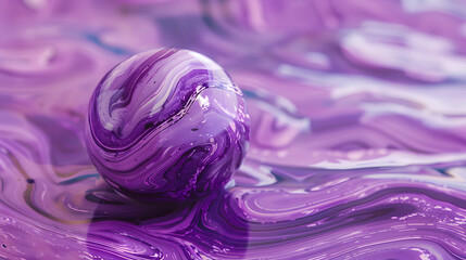 Trendy color. Pastel marble ball, Luxury naural textur. purple background