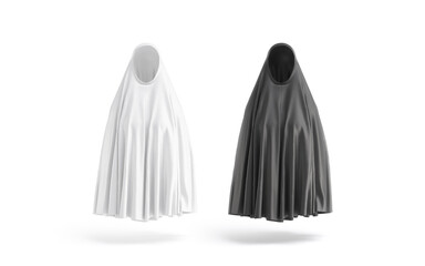 Blank black and white female chador mockup, front view