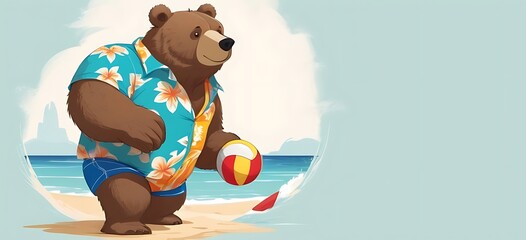 Beach Ball Bear This bear wears swim trunks with a matching Hawaiian shirt, ready for a game of beach volleyball or building sandcastles.