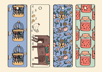Cute farmcore hand-drawn bookmarks collection.