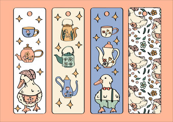 Cute cottagecore hand-drawn bookmarks pack.