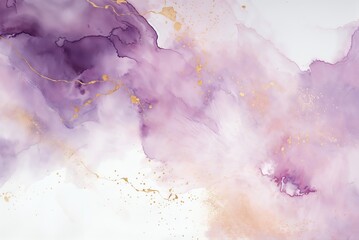 An abstract watercolor background with gentle pastel tones of light pink and purple, elevated by glistening golden stripes and splatters.