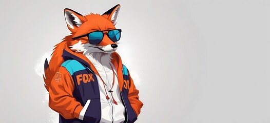 Funky Fox A fox wearing a tracksuit and sunglasses, grooving to the music with a boombox on its shoulder.