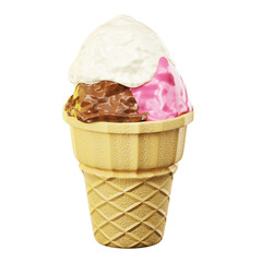 3D Icon Summer. ice cream cone. Isolated on transparant background. 3D illustration. High resolution