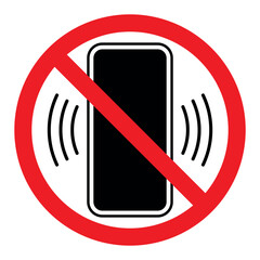 no mobile phone sign, vector red crossed out circle symbol with telephone illustration