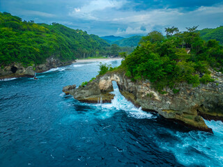 Crystal bay tropical beach in Indonesia,  Crystal bay beautiful ariel views 