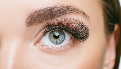 Female eye with long eyelashes close-up