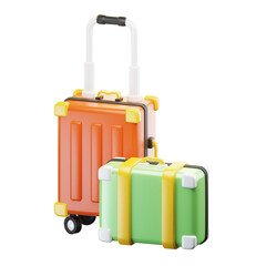 3D Icon Summer. travel suitcase. Isolated on transparant background. 3D illustration. High resolution