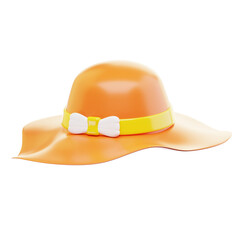 3D Icon Summer. Beach hat. Isolated on transparant background. 3D illustration. High resolution