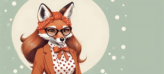 Vintage cute Vixen This fox has a penchant for vintage fashion, sporting a retro-inspired look with polka-dot dresses, cat-eye glasses, and a headscarf tied in a bow.