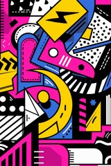 Pop Art Explosion: Vibrant Geometric Abstract Composition