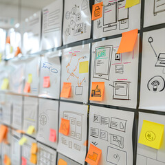 Illustrative Diagrams and Notes Depicting the Process of UX Design Thinking