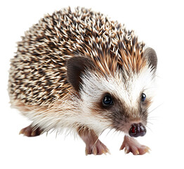 Fototapeta premium hedgehog isolated on a transparent PNG background, white background , cut out, clipping path, Generative Ai