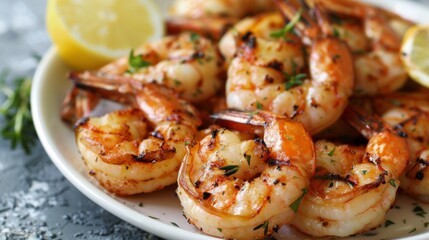 shrimp grilled, fresh grilled shrimps on a plate