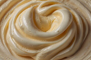 Cream Vanila flavour - full frame detail. Close up of a beige surface texture of salad cream