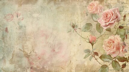 Vintage style background with rose motifs for scrapbooking paper
