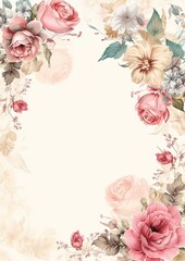 Card border: Pink and White Floral Frame