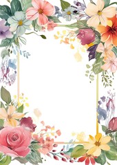 Card border: Square Frame With Flowers and Leaves