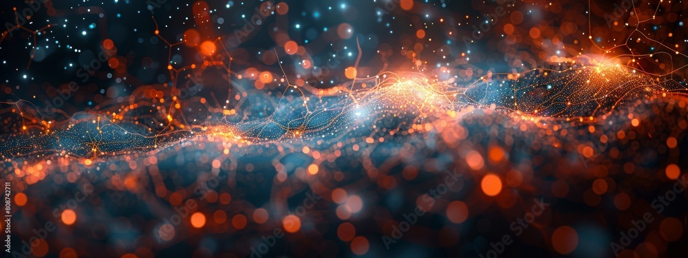 Wall mural abstract representation of ai and erp integration, with neural networks intertwining with traditiona
