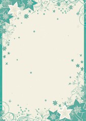 Card border: Green and White Background With Stars and Swirls