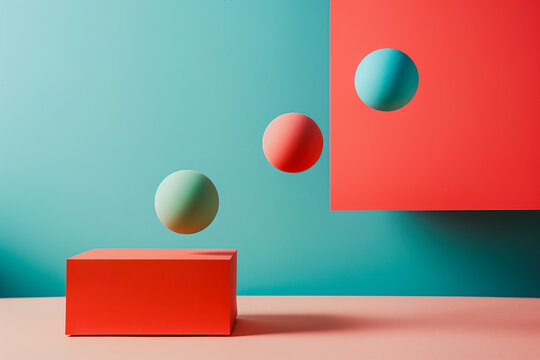 balls in the air on a rectangular platform