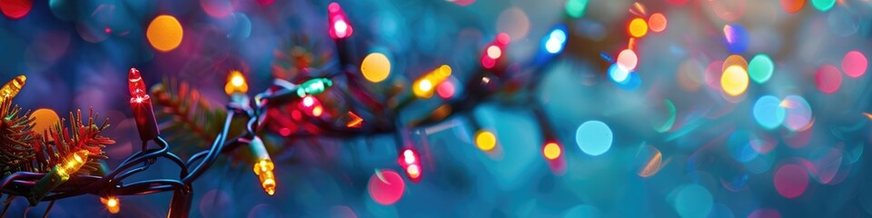 Christmas Light Illustration. Colorful String Lights Bring Festive Winter Tradition Home - Powered by Adobe