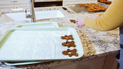 Baking Christmas Gingerbread Cookies in a Modern Kitchen