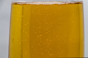 Bubbles in beer rise up	
