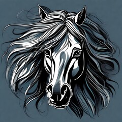 horse head silhouette. AI generated art