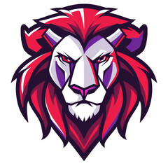 Stylized lion with a fierce gaze and bold colors