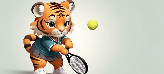 Tennis Tiger Cub This little tiger cub sports a cute tennis outfit, tennis skirt shorts, and a polo shirt.
