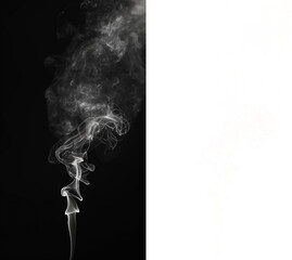 Abstract and dynamic white smoke curves floating on a transparent background, ideal for complex compositions