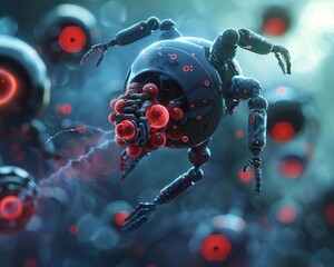 Nanobots are injected into the bloodstream to target and destroy cancer cells