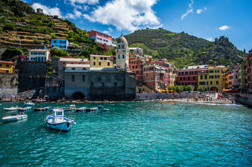 Magic of the Cinque Terre. Timeless images. Vernazza immersed in the color of the houses and the sea
