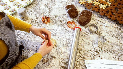 Baking Christmas Gingerbread Cookies in a Modern Kitchen