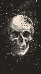 Creative art illustration of a skull head design