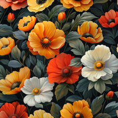 Colorful flowers displayed in a bunch on a wall