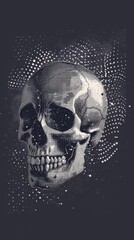 Creative art illustration of a skull head design