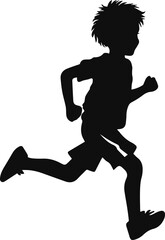 running kids silhouette vector illustration