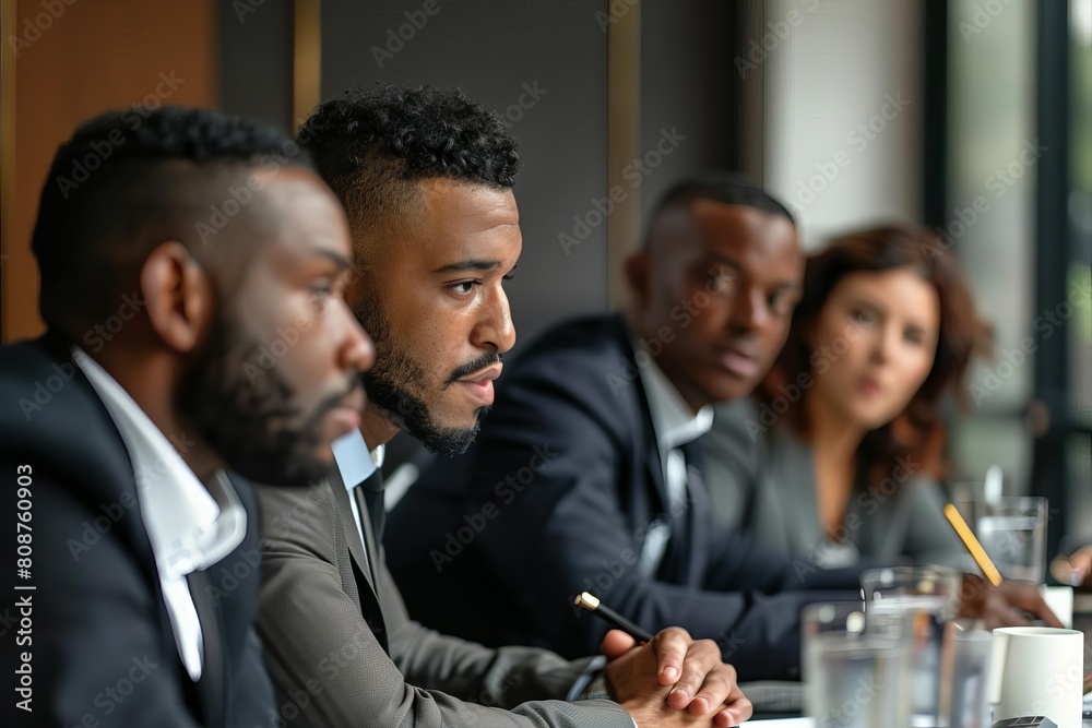 Sticker diverse professionals engaging in office meeting business collaboration