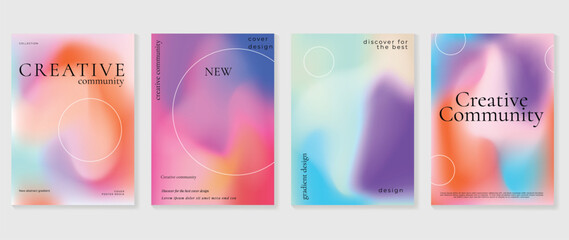 Fluid gradient background vector. Cute and minimal style posters with colorful, geometric shapes, sparkle and liquid color. Modern wallpaper design for social media, idol poster, banner, flyer.